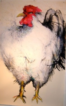 Mary Sprague, chicken paintings, St. Louis artist, Duane Reed GalleryDuane Reed Gallery